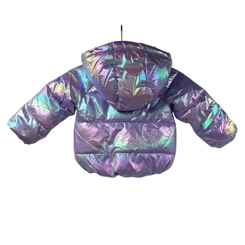Old Navy Puffer Jacket Iridescent Purple 2T Coat With Hood